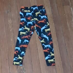 LuLaRoe Colorful Horse Print Kids Leggings